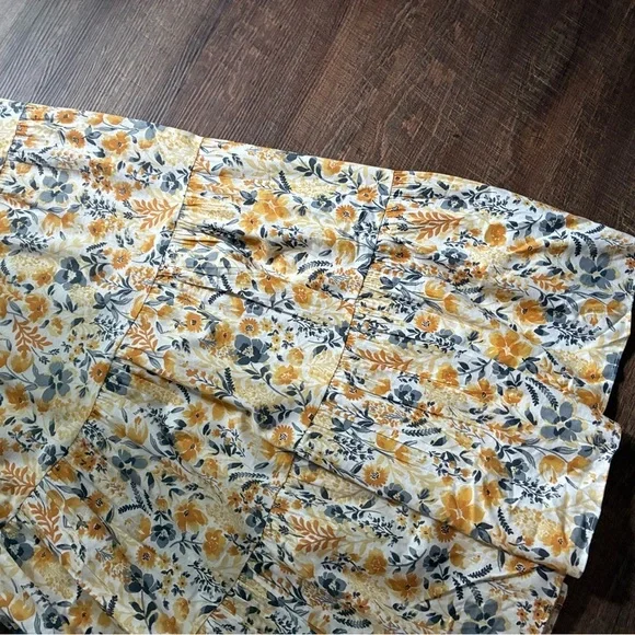JOIE Floral cotton tiered Maxi Dress yellow & gray boho coastal cowgirl Sz 6 EUC - Picture 16 of 16